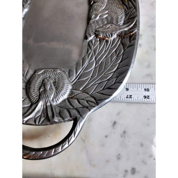 Cast aluminum bunny rabbit oval tray with handles Easter Spring Serveware Decor - Picture 4 of 5